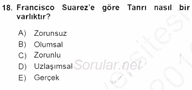 Ortaçağ Felsefesi 1 2015 - 2016 Dönem Sonu Sınavı 18.Soru