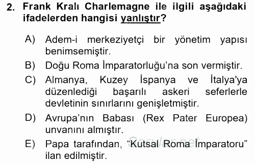 Siyasi Tarih 1 2017 - 2018 Ara Sınavı 2.Soru