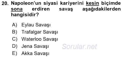 Siyasi Tarih 1 2017 - 2018 Ara Sınavı 20.Soru