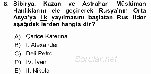 Siyasi Tarih 1 2017 - 2018 Ara Sınavı 8.Soru