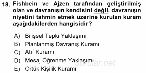 Birey ve Davranış 2017 - 2018 Dönem Sonu Sınavı 18.Soru