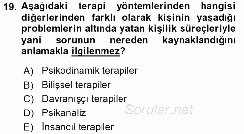 Birey ve Davranış 2017 - 2018 Dönem Sonu Sınavı 19.Soru