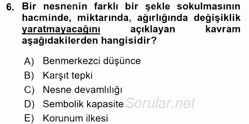 Birey ve Davranış 2017 - 2018 Dönem Sonu Sınavı 6.Soru