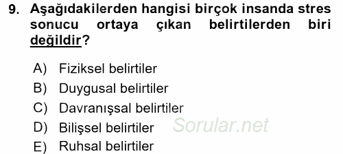 Birey ve Davranış 2017 - 2018 Dönem Sonu Sınavı 9.Soru