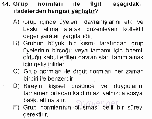 İş Etiği 2012 - 2013 Dönem Sonu Sınavı 14.Soru