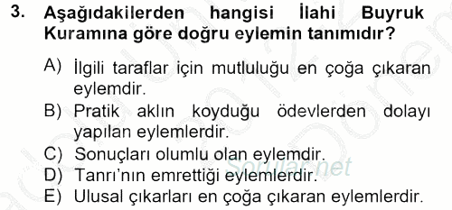 İş Etiği 2012 - 2013 Dönem Sonu Sınavı 3.Soru