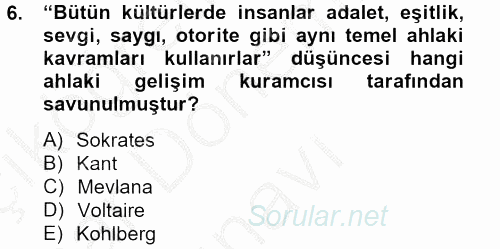 İş Etiği 2012 - 2013 Dönem Sonu Sınavı 6.Soru