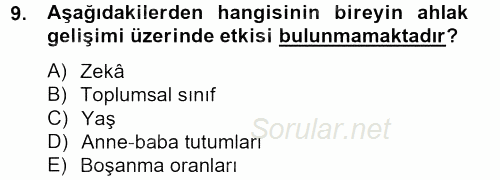 İş Etiği 2012 - 2013 Dönem Sonu Sınavı 9.Soru