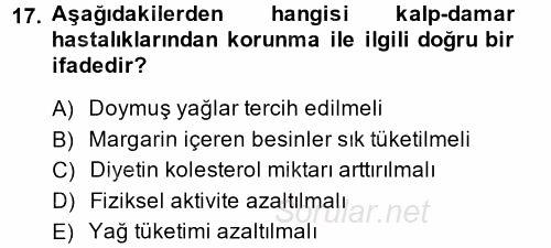 Yaşlı ve Hasta Bakım Hizmetleri 2014 - 2015 Ara Sınavı 17.Soru