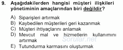 Lojistik İlkeleri 2012 - 2013 Dönem Sonu Sınavı 9.Soru