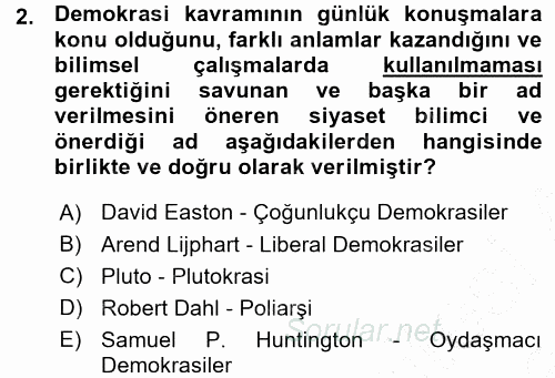 Karşılaştırmalı Siyasal Sistemler 2015 - 2016 Ara Sınavı 2.Soru