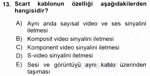 Kamera Tekniğine Giriş 2015 - 2016 Ara Sınavı 13.Soru