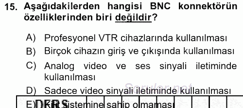 Kamera Tekniğine Giriş 2015 - 2016 Ara Sınavı 15.Soru