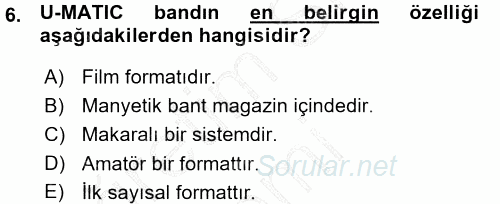 Kamera Tekniğine Giriş 2015 - 2016 Ara Sınavı 6.Soru