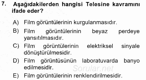 Kamera Tekniğine Giriş 2015 - 2016 Ara Sınavı 7.Soru