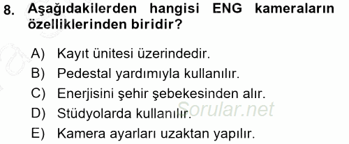 Kamera Tekniğine Giriş 2015 - 2016 Ara Sınavı 8.Soru