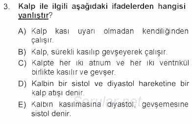 Tıbbi Terminoloji 2012 - 2013 Tek Ders Sınavı 3.Soru