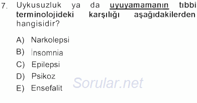 Tıbbi Terminoloji 2012 - 2013 Tek Ders Sınavı 7.Soru
