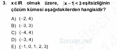 Okulöncesinde Matematik Eğitimi 2013 - 2014 Ara Sınavı 3.Soru