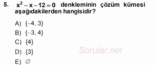 Okulöncesinde Matematik Eğitimi 2013 - 2014 Ara Sınavı 5.Soru