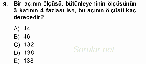 Okulöncesinde Matematik Eğitimi 2013 - 2014 Ara Sınavı 9.Soru