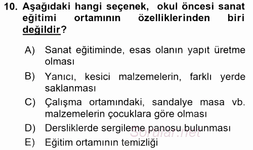 Çocukta Sanat Eğitimi Ve Yaratıcılık 2016 - 2017 Dönem Sonu Sınavı 10.Soru