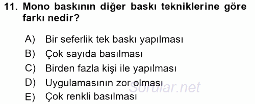 Çocukta Sanat Eğitimi Ve Yaratıcılık 2016 - 2017 Dönem Sonu Sınavı 11.Soru