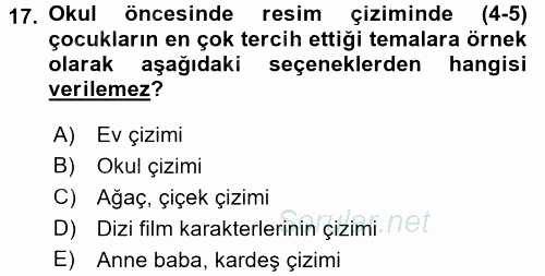 Çocukta Sanat Eğitimi Ve Yaratıcılık 2016 - 2017 Dönem Sonu Sınavı 17.Soru