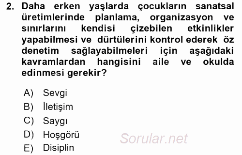 Çocukta Sanat Eğitimi Ve Yaratıcılık 2016 - 2017 Dönem Sonu Sınavı 2.Soru