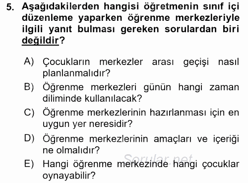 Çocukta Sanat Eğitimi Ve Yaratıcılık 2016 - 2017 Dönem Sonu Sınavı 5.Soru