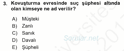 Temel Ceza Muhakemesi Hukuku Bilgisi 2016 - 2017 3 Ders Sınavı 3.Soru