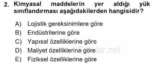 Ulaştırma Sistemleri Ve Yönetimi 2016 - 2017 Dönem Sonu Sınavı 2.Soru