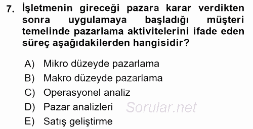 Ulaştırma Sistemleri Ve Yönetimi 2016 - 2017 Dönem Sonu Sınavı 7.Soru