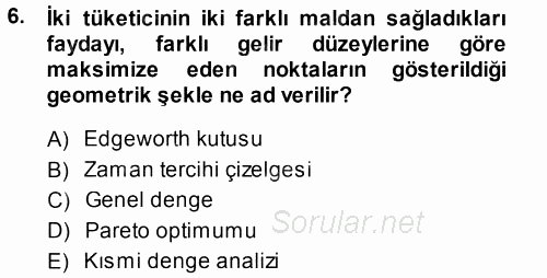 İktisadi Düşünceler Tarihi 2013 - 2014 Dönem Sonu Sınavı 6.Soru