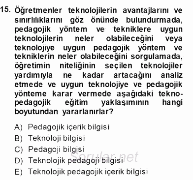 İng. Öğretmenliğinde Öğretim Teknolojileri Ve Materyal Tasarımı 1 2013 - 2014 Ara Sınavı 15.Soru