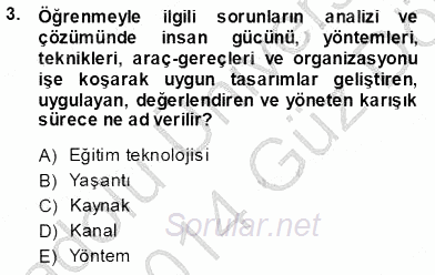 İng. Öğretmenliğinde Öğretim Teknolojileri Ve Materyal Tasarımı 1 2013 - 2014 Ara Sınavı 3.Soru