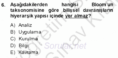 İng. Öğretmenliğinde Öğretim Teknolojileri Ve Materyal Tasarımı 1 2013 - 2014 Ara Sınavı 6.Soru