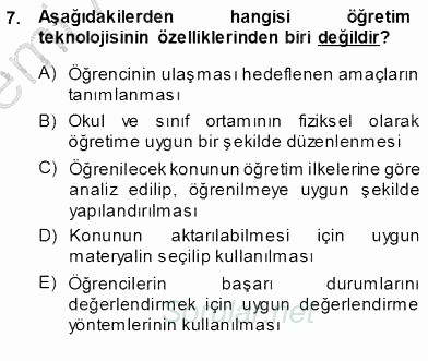 İng. Öğretmenliğinde Öğretim Teknolojileri Ve Materyal Tasarımı 1 2013 - 2014 Ara Sınavı 7.Soru