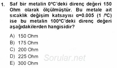 Devre Analizi 2014 - 2015 Dönem Sonu Sınavı 1.Soru