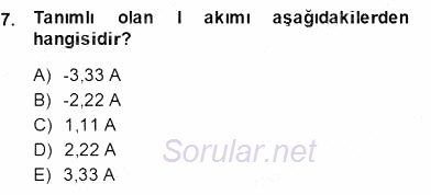 Devre Analizi 2014 - 2015 Dönem Sonu Sınavı 7.Soru