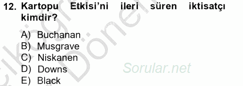 Kamu Ekonomisi 2 2012 - 2013 Ara Sınavı 12.Soru