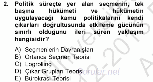 Kamu Ekonomisi 2 2012 - 2013 Ara Sınavı 2.Soru