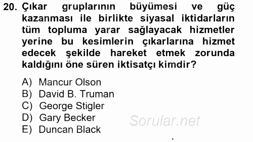 Kamu Ekonomisi 2 2012 - 2013 Ara Sınavı 20.Soru