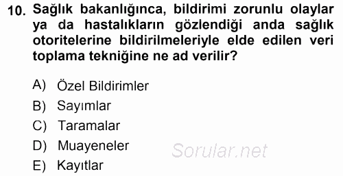 Tıbbi İstatistik 2014 - 2015 Ara Sınavı 10.Soru