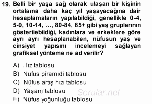 Tıbbi İstatistik 2014 - 2015 Ara Sınavı 19.Soru