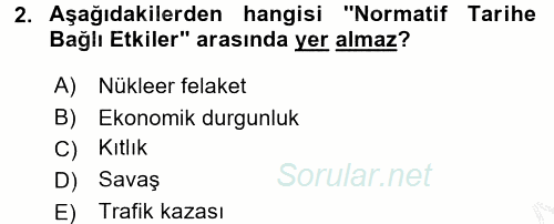 Yaşlı Psikolojisi 2016 - 2017 3 Ders Sınavı 2.Soru