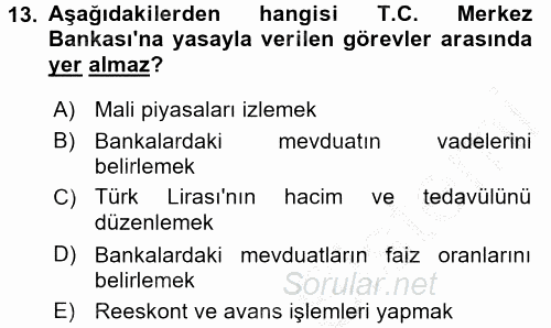 Para Politikası 2016 - 2017 Ara Sınavı 13.Soru