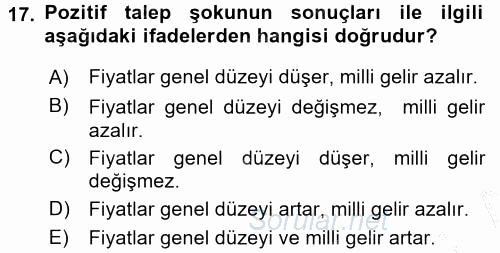 Para Politikası 2016 - 2017 Ara Sınavı 17.Soru