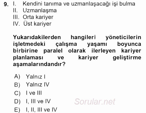 İşletme Fonksiyonları 2017 - 2018 Dönem Sonu Sınavı 9.Soru