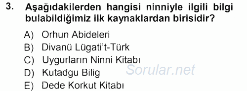 Türk Halk Şiiri 2012 - 2013 Dönem Sonu Sınavı 3.Soru